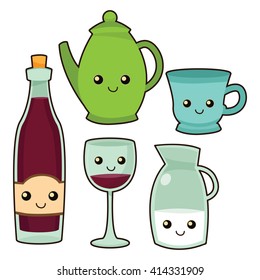 set of 5 cute beverage stickers 