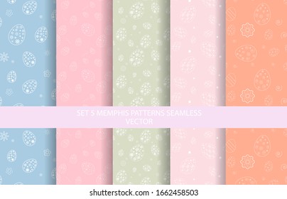 Set of 5 cute wallpaper backgrounds. Pattern Vector