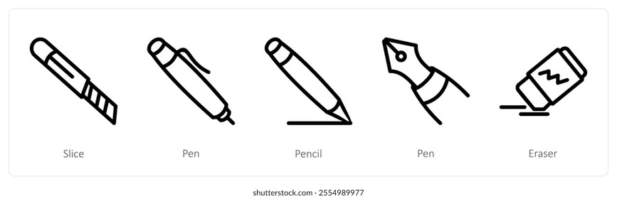 A set of 5 design icons as slice, pen, pencil