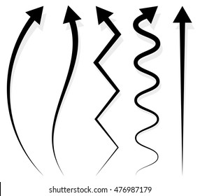 Set of 5 different arrows. Vector illustration