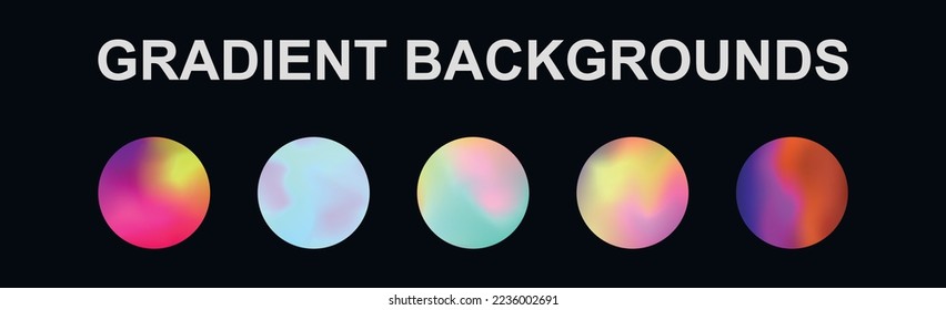 Set of 5 different gradient texture backgrounds - Vector illustration