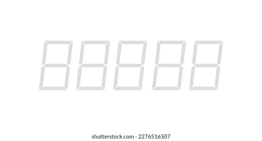 Set 5 digit digital number with off condition. Vector