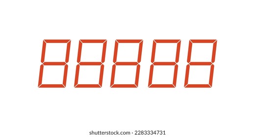 Set 5 digit digital numbers with lit conditions. Vector