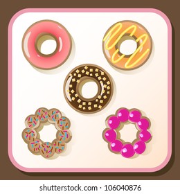 Set of 5 donuts. Vector