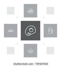 Set Of 5 Eat Outline Icons Set.Collection Of Pasta, Porridge, Beer And Other Elements.