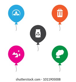 Set of 5 ecology icons set. Collection of air, pollution, eco and other elements.