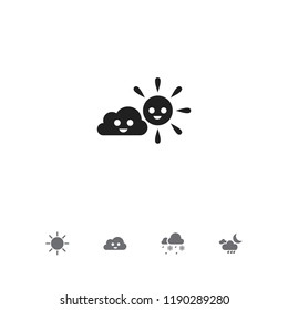 Set of 5 editable air icons. Includes symbols such as rain with snow, clear air, sky and more. Can be used for web, mobile, UI and infographic design.