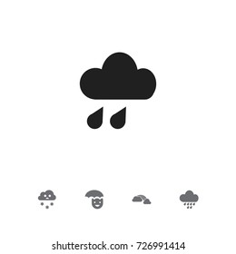 Set Of 5 Editable Air Icons. Includes Symbols Such As Rainstorm, Snowing, Happy Man And More. Can Be Used For Web, Mobile, UI And Infographic Design.