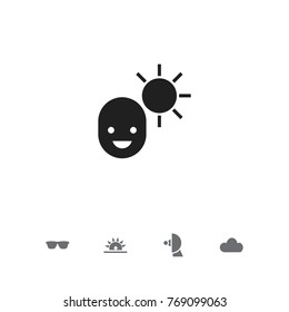 Set Of 5 Editable Air Icons. Includes Symbols Such As Eyeglasses, Morning, Male And More. Can Be Used For Web, Mobile, UI And Infographic Design.
