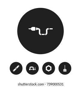 Set Of 5 Editable Apparatus Icons. Includes Symbols Such As Digging, Internal Screw, Clamp And More. Can Be Used For Web, Mobile, UI And Infographic Design.