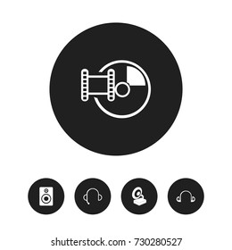 Set Of 5 Editable Audio Icons. Includes Symbols Such As Studio Device, Memory, Earpiece And More. Can Be Used For Web, Mobile, UI And Infographic Design.