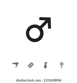 Set of 5 editable barber icons. Includes symbols such as razor, hackle, drying machine and more. Can be used for web, mobile, UI and infographic design.