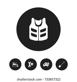 Set Of 5 Editable Building Icons. Includes Symbols Such As Mending, Spade, Cork Jacket And More. Can Be Used For Web, Mobile, UI And Infographic Design.