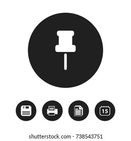 Set Of 5 Editable Bureau Icons. Includes Symbols Such As Sheets, Pushpin, Date Block And More. Can Be Used For Web, Mobile, UI And Infographic Design.