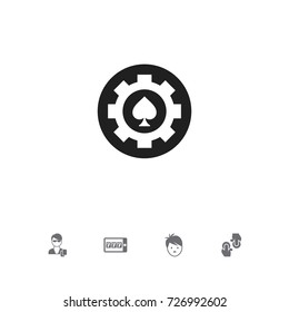 Set Of 5 Editable Casino Icons. Includes Symbols Such As Black Heart, Security, Boy And More. Can Be Used For Web, Mobile, UI And Infographic Design.