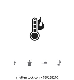 Set Of 5 Editable Climate Icons. Includes Symbols Such As Thunder, Snow Person, Temperature And More. Can Be Used For Web, Mobile, UI And Infographic Design.