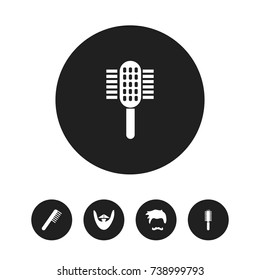 Set Of 5 Editable Coiffeur Icons. Includes Symbols Such As Stubble, Comb, Salon And More. Can Be Used For Web, Mobile, UI And Infographic Design.