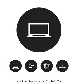 Set Of 5 Editable Computer Icons. Includes Symbols Such As Motherboard, Display, Universal Serial Bus And More. Can Be Used For Web, Mobile, UI And Infographic Design.