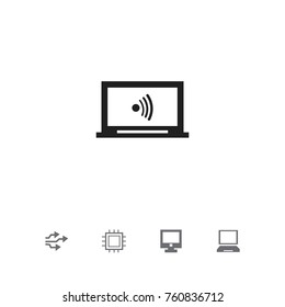 Set Of 5 Editable Computer Icons. Includes Symbols Such As Motherboard, Monitor, Laptop And More. Can Be Used For Web, Mobile, UI And Infographic Design.