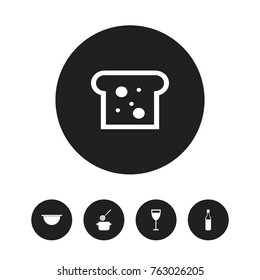 Set Of 5 Editable Cook Icons. Includes Symbols Such As Baguette, Goblet, Skimmer And More. Can Be Used For Web, Mobile, UI And Infographic Design.