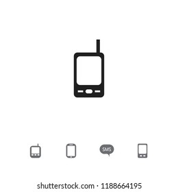 Set of 5 editable device icons. Includes symbols such as transceiver, mobile, sms and more. Can be used for web, mobile, UI and infographic design.