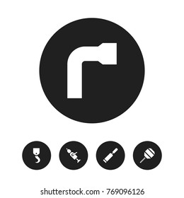 Set Of 5 Editable Equipment Icons. Includes Symbols Such As Crane, Wheel Wrench, Putty Knife And More. Can Be Used For Web, Mobile, UI And Infographic Design.