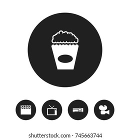 Set Of 5 Editable Filming Icons. Includes Symbols Such As Episode, Camcorder, Retro Television And More. Can Be Used For Web, Mobile, UI And Infographic Design.
