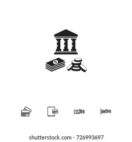 Set Of 5 Editable Finance Icons. Includes Symbols Such As Tax, Electronic Retail, Savings And More. Can Be Used For Web, Mobile, UI And Infographic Design.
