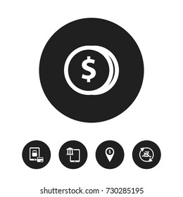 Set Of 5 Editable Financial Icons. Includes Symbols Such As Money Flow, Finance Protection, Exchange Center And More. Can Be Used For Web, Mobile, UI And Infographic Design.