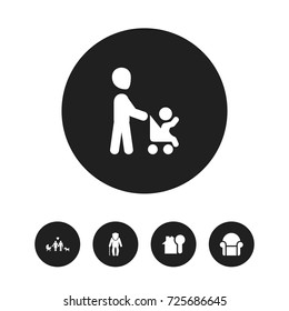 Set Of 5 Editable Folks Icons. Includes Symbols Such As Grandpa , Grandson, House Key. Can Be Used For Web, Mobile, UI And Infographic Design.