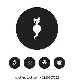 Set of 5 editable gardening icons. Includes symbols such as clover, grass, daphne and more. Can be used for web, mobile, UI and infographic design.