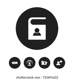 Set Of 5 Editable Global Icons. Includes Symbols Such As Connection, Wifi, Thinking Man And More. Can Be Used For Web, Mobile, UI And Infographic Design.
