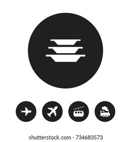 Set Of 5 Editable Holiday Icons. Includes Symbols Such As Aero, Airplane, Dishes And More. Can Be Used For Web, Mobile, UI And Infographic Design.