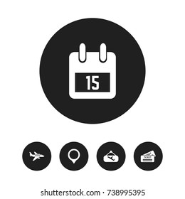Set Of 5 Editable Holiday Icons. Includes Symbols Such As Plane, Pin, Flight Signboard And More. Can Be Used For Web, Mobile, UI And Infographic Design.