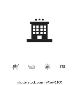 Set Of 5 Editable Holiday Icons. Includes Symbols Such As Boarding Pass, Luxury Inn, Sun And More. Can Be Used For Web, Mobile, UI And Infographic Design.
