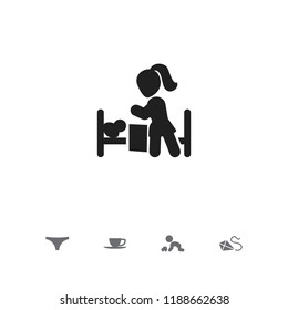 Set of 5 editable kin icons. Includes symbols such as cup, child asleep, panties and more. Can be used for web, mobile, UI and infographic design.