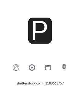 Set of 5 editable location icons. Includes symbols such as traffic light, no parking, compass and more. Can be used for web, mobile, UI and infographic design.