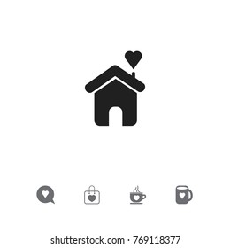 Set Of 5 Editable Love Icons. Includes Symbols Such As Handbag, Home, Coffee Cup. Can Be Used For Web, Mobile, UI And Infographic Design.