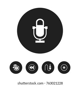 Set Of 5 Editable Media Icons. Includes Symbols Such As Cd, Backward, Phonogram And More. Can Be Used For Web, Mobile, UI And Infographic Design.