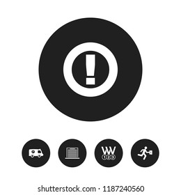 Set of 5 editable mixed icons. Includes symbols such as employee, medallion, garage and more. Can be used for web, mobile, UI and infographic design.
