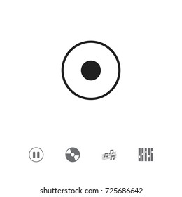 Set Of 5 Editable Mp3 Icons. Includes Symbols Such As Stop, Rec, Equalizer And More. Can Be Used For Web, Mobile, UI And Infographic Design.