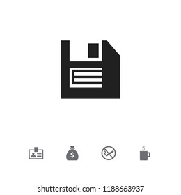 Set of 5 editable office icons. Includes symbols such as cup, no cigarette, diskette and more. Can be used for web, mobile, UI and infographic design.
