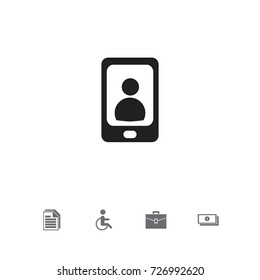 Set Of 5 Editable Office Icons. Includes Symbols Such As Portfolio, Telephone, Sheets And More. Can Be Used For Web, Mobile, UI And Infographic Design.