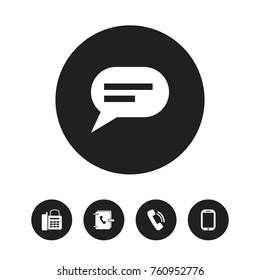 Set Of 5 Editable Phone Icons. Includes Symbols Such As Comment, Address Notebook, Office Telephone And More. Can Be Used For Web, Mobile, UI And Infographic Design.