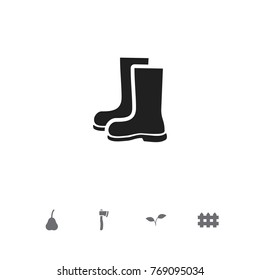 Set Of 5 Editable Planting Icons. Includes Symbols Such As Tomahawk, Wooden Barrier, Waterproof Shoes And More. Can Be Used For Web, Mobile, UI And Infographic Design.