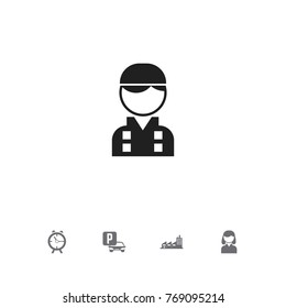 Set Of 5 Editable Plaza Icons. Includes Symbols Such As Female, Alarm, Employee And More. Can Be Used For Web, Mobile, UI And Infographic Design.