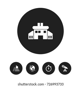 Set Of 5 Editable School Icons. Includes Symbols Such As Earth Planet, Kindergarten, Timer And More. Can Be Used For Web, Mobile, UI And Infographic Design.