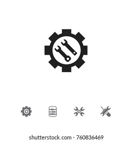 Set Of 5 Editable Service Icons. Includes Symbols Such As Arithmetic, Settings, Gear And More. Can Be Used For Web, Mobile, UI And Infographic Design.
