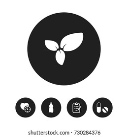 Set Of 5 Editable Sport Icons. Includes Symbols Such As Pill, Plant, Stopwatch And More. Can Be Used For Web, Mobile, UI And Infographic Design.