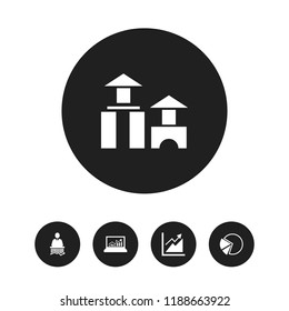 Set of 5 editable statistic icons. Includes symbols such as graphic, equalizer display, businessman and more. Can be used for web, mobile, UI and infographic design.